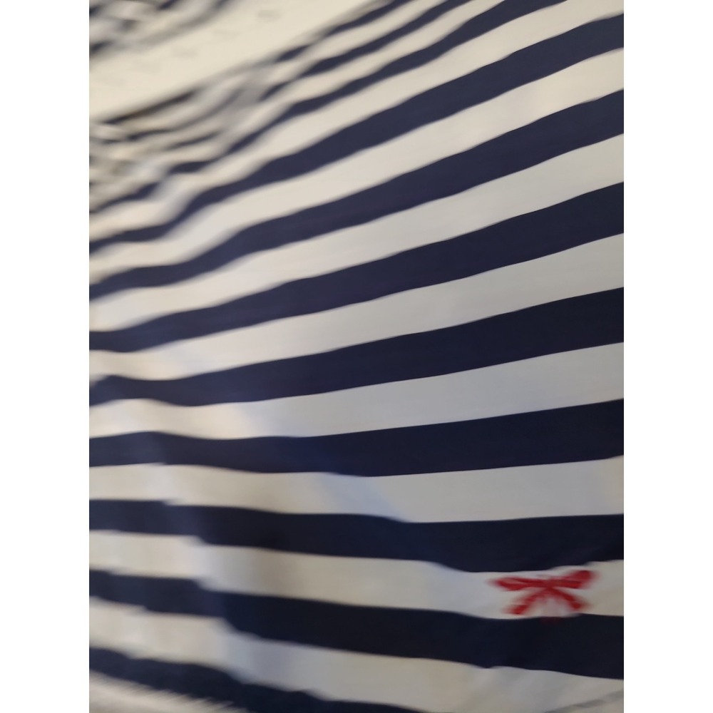 Talbots Coastal Parisian Navy white Stripe Cotton button front Top Women SZ 8 - Picture 7 of 11